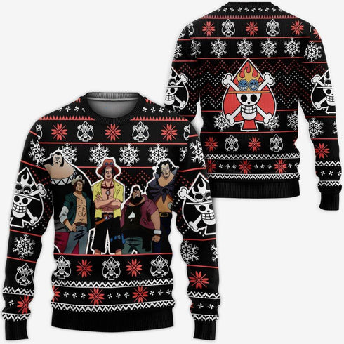 Divesart - Ace Spade Pirates Ugly Christmas villapaita ja huppari Custom Anime One Piece -joululahjat